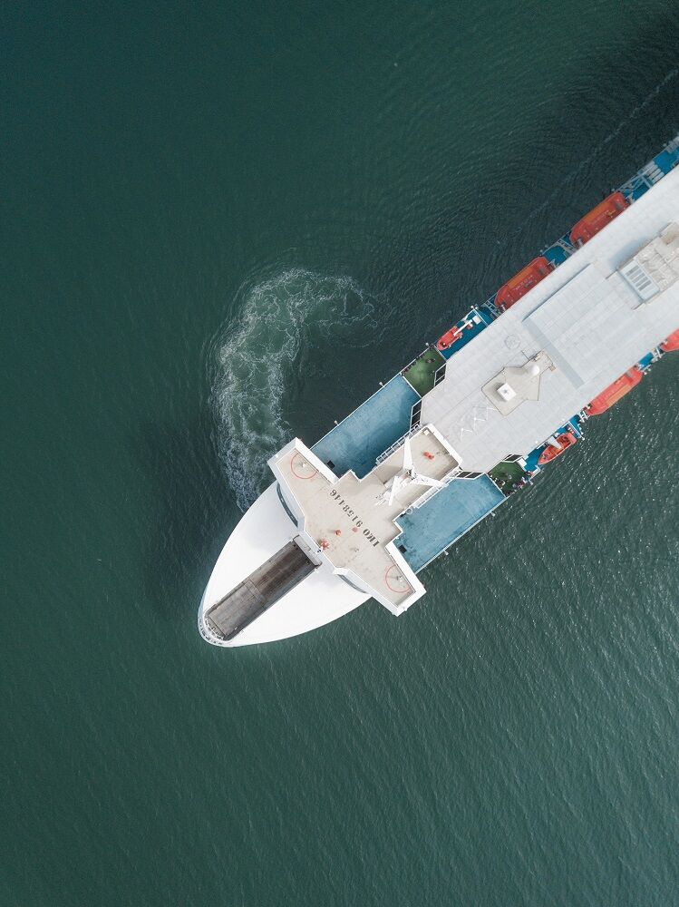 Aerial photograph of a ferry